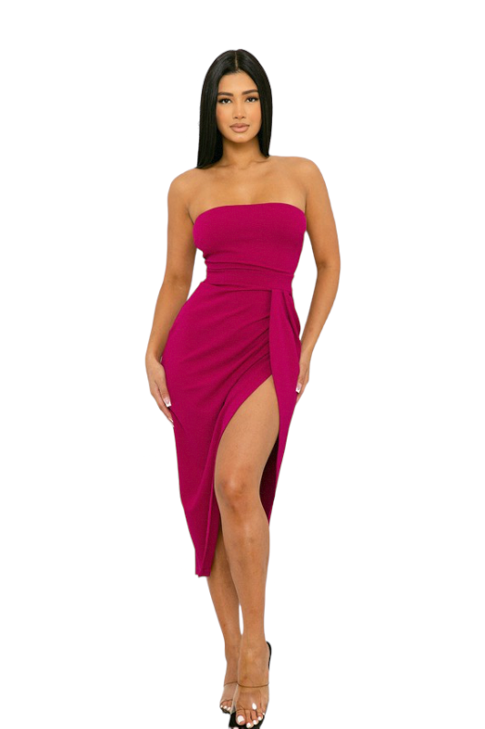 Pink strapless Tube Casual Dress